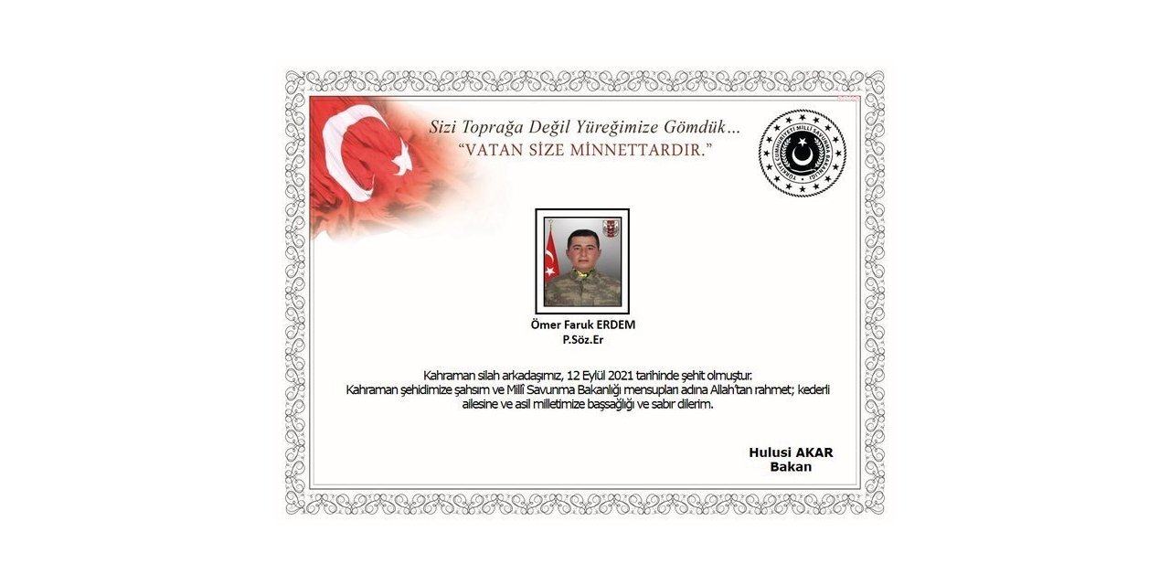 MSB DUYURDU: 1 ASKER ŞEHİT, 1 ASKER YARALI