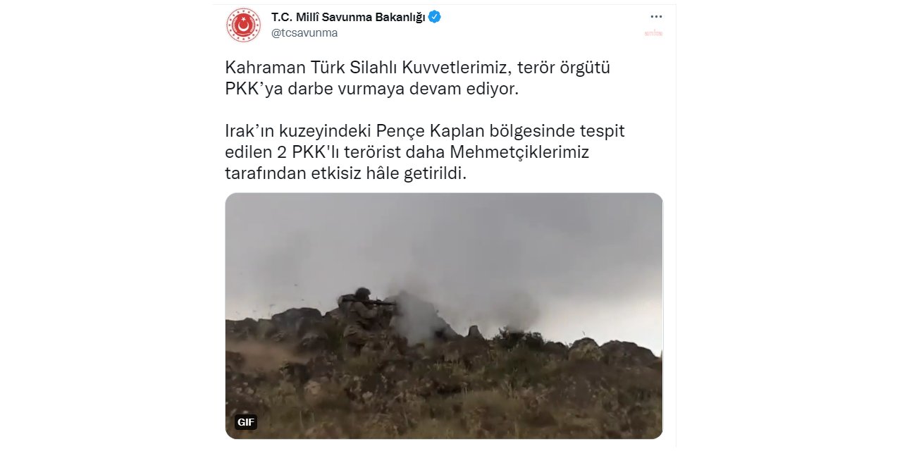 MSB: 2 PKK'LI TERÖRİST DAHA ETKİSİZ HALE GETİRİLDİ