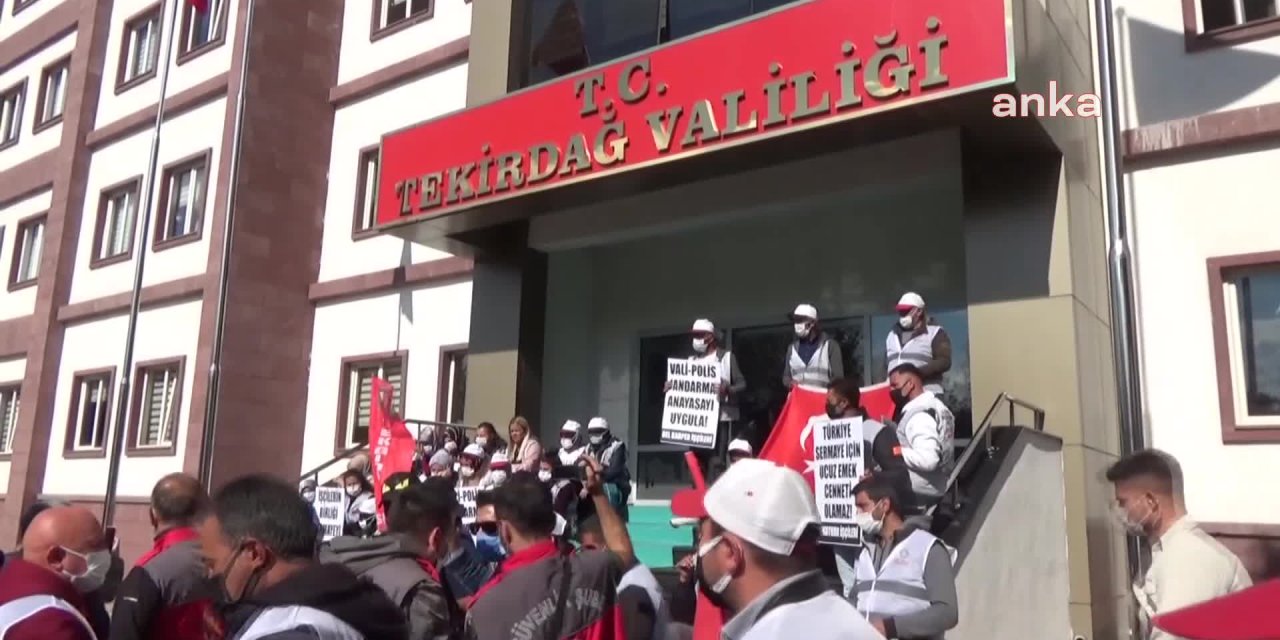 TEKİRDAĞ'DA VALİİLE GÖRÜŞMEK İSTEYEN İŞÇİLERE POLİS MÜDAHALESİ: 58 KİŞİ GÖZALTINA ALINDI