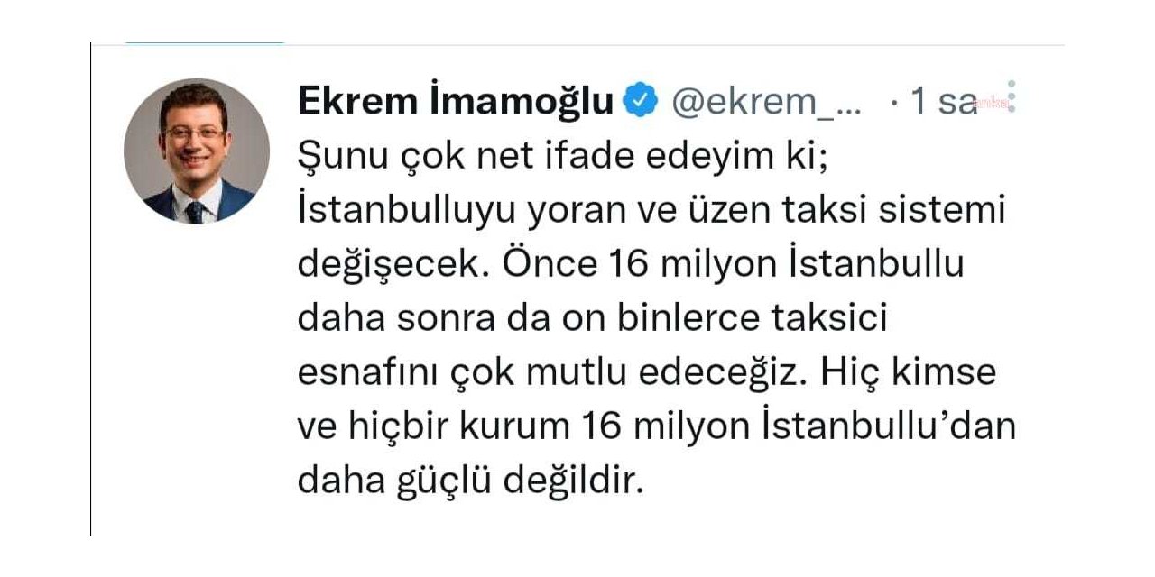 İMAMOĞLU: TAKSİ SİSTEMİ DEĞİŞECEK