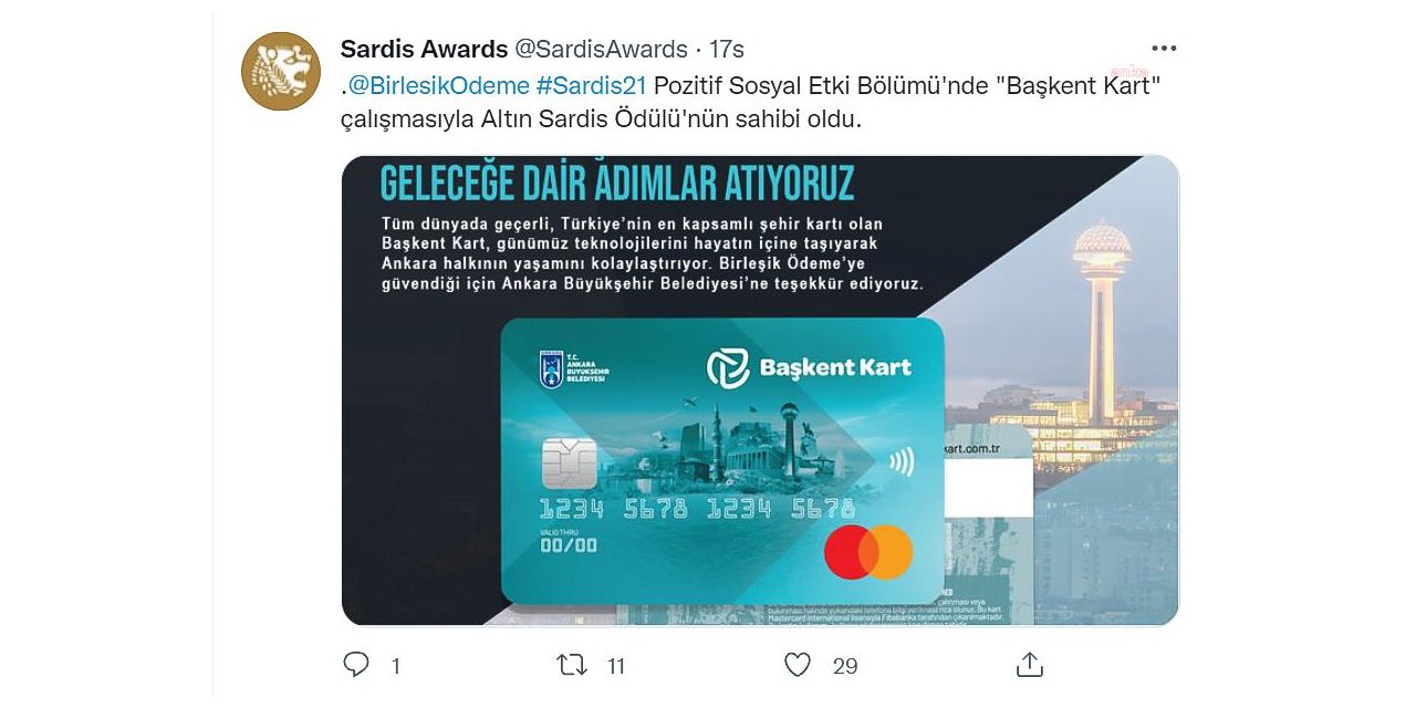 BAŞKENT KART’A 3 ALTIN ÖDÜL