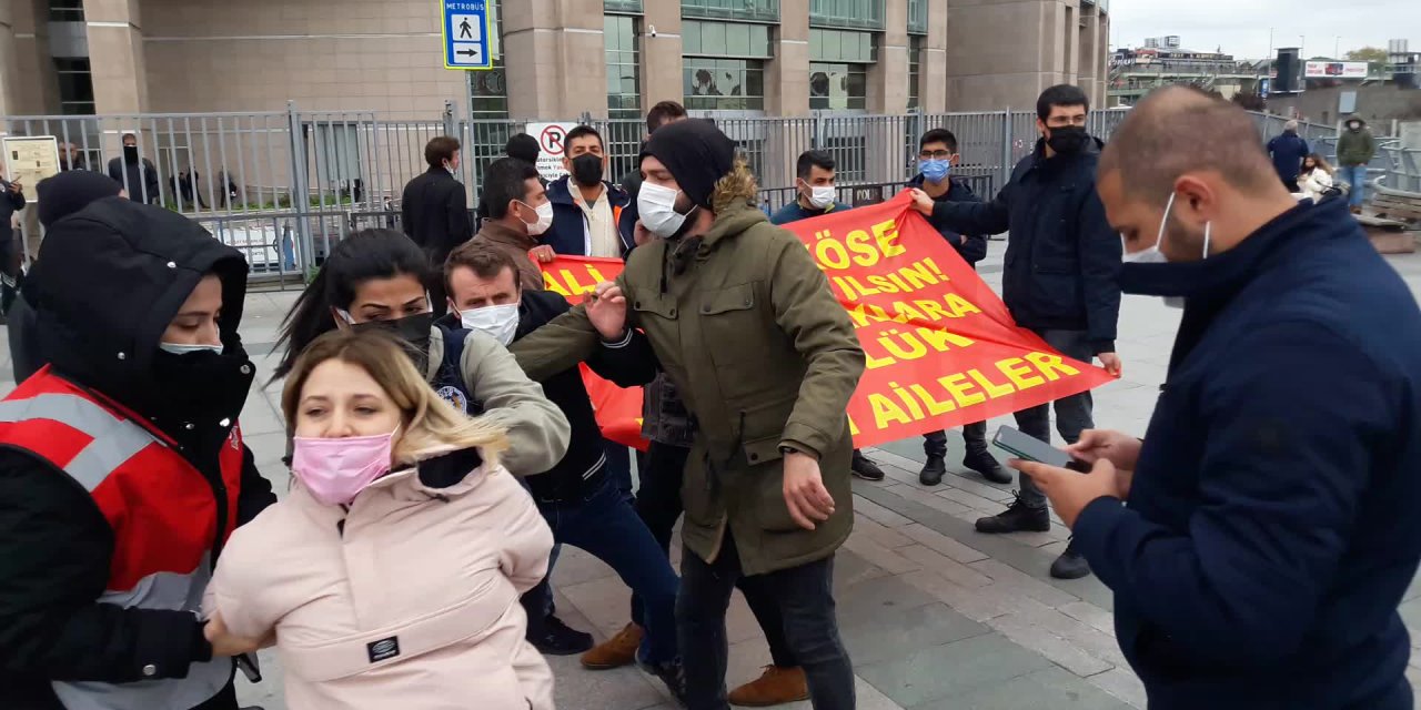 ÇAĞLAYAN ADLİYESİÖNÜNDE AÇIKLAMA YAPMAK İSTEYEN TAYAD’LI GRUBA POLİS MÜDAHALE ETTİ, 8 KİŞİ GÖZALTINA ALINDI