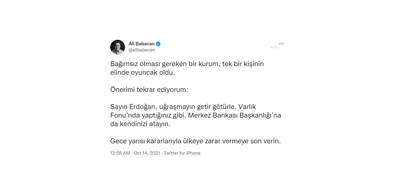BABACAN: GECE YARISI KARARLARIYLA ÜLKEYE ZARAR VERMEYE SON VERİN