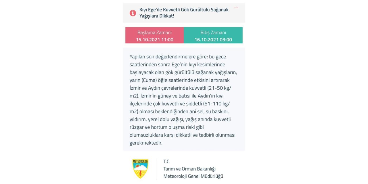 EGE'DE FIRTINA VE SAĞANAK ALARMI!