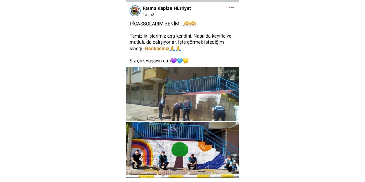 İZMİT BELEDİYESİ TEMİZLİK PERSONELİ, KENT DUVARLARINA RESİM YAPIYOR