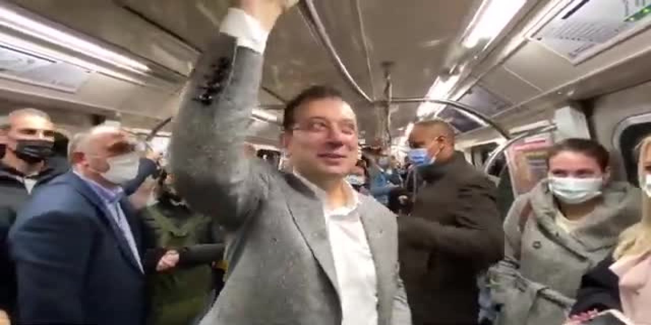 İMAMOĞLU METRODA SEYAHAT EDİP, CANLI YAYIN YAPTI
