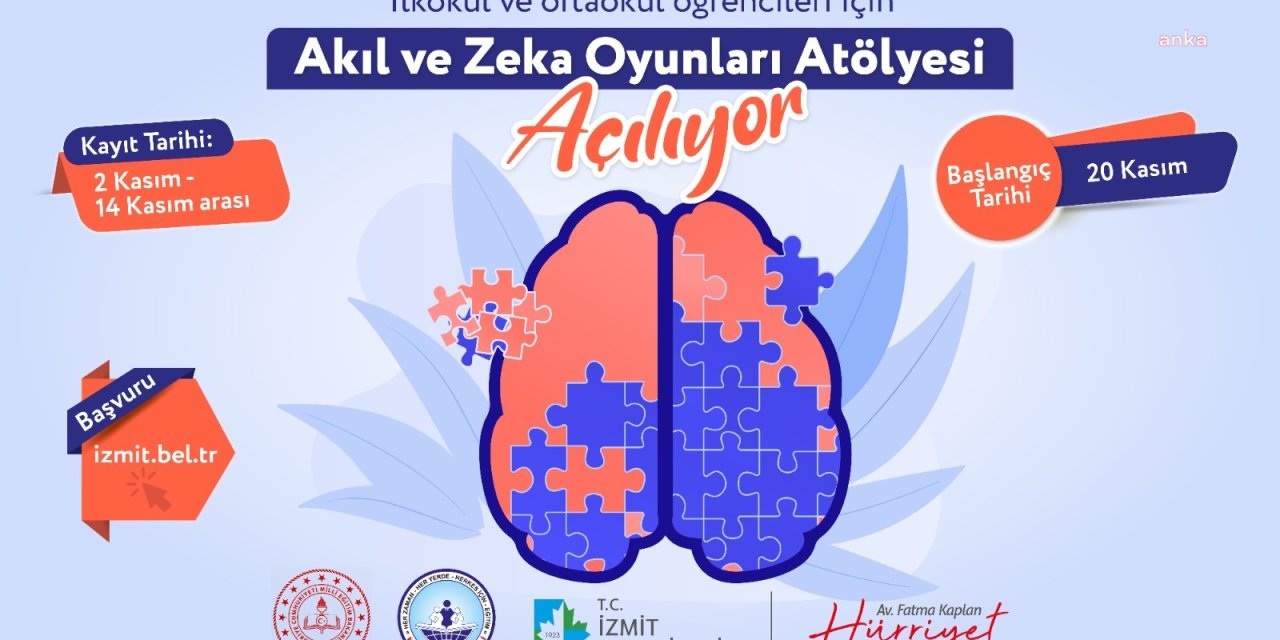 İZMİT BELEDİYESİ AKIL VE ZEKA OYUNLARI ATÖLYESİNDE İKİNCİ DÖNEM KAYITLARI BAŞLADI