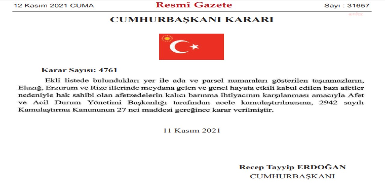 3 İLDE ACELE KAMULAŞTIRMA KARARI