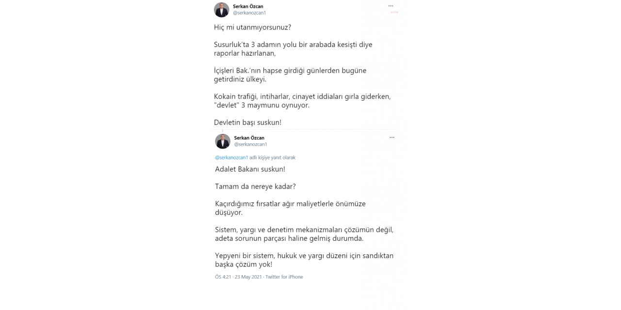 GELECEK PARTİLİÖZCAN'DAN "SEDAT PEKER" TEPKİSİ: "DEVLET 3 MAYMUNU OYNUYOR, DEVLETİ BAŞI SUSKUN"