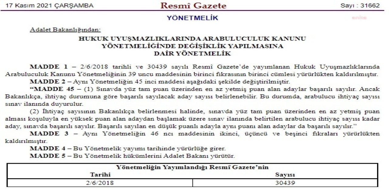 ADALET BAKANLIĞI ARABULUCULUK SINAV SİSTEMİNDE DEĞİŞİKLİĞE GİTTİ