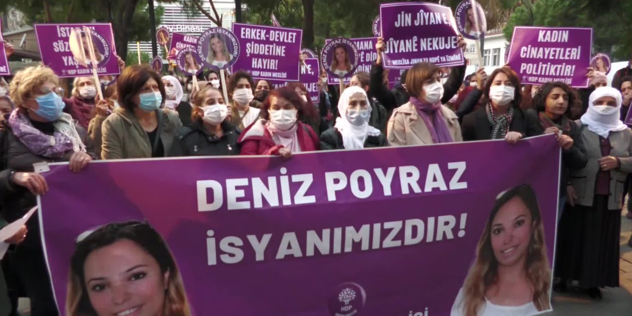 İZMİR'DE HDP'Lİ KADINLARDAN DENİZ POYRAZ ANISINA “25 KASIM” EYLEMİ