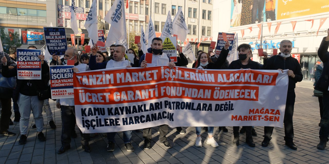 TANZİM MARKET İŞÇİLERİNDEN KONKORDATO KOMİSERİNE KIRMIZI KART: "ÜCRET GARANTİ FONU'NDAN HAKKIMIZI VERİN"