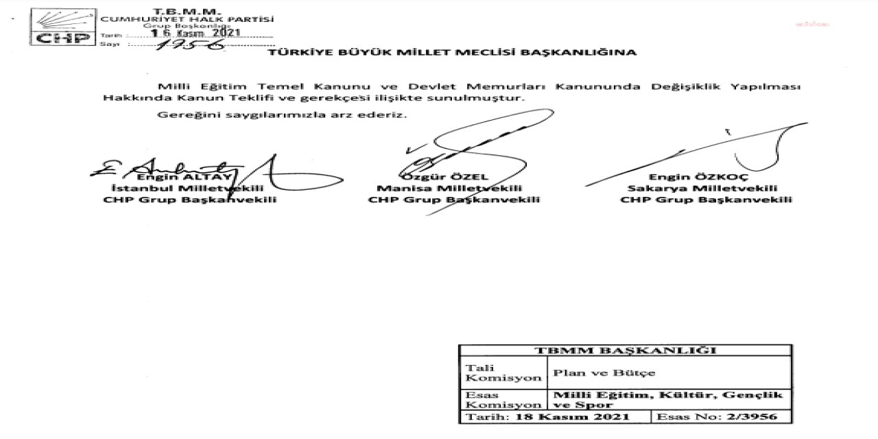 CHP'DEN KANUN TEKLİFİ: "TÜM ÖĞRETMENLER UZMAN ÖĞRETMEN KABUL EDİLSİN, ÜCRETLER EŞİT OLSUN”