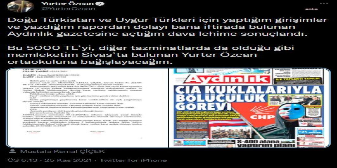 CHP ABD TEMSİLCİSİ ÖZCAN, KAZANDIĞI TAZMİNATLARLA ÖĞRENCİLERE BURS VERECEK