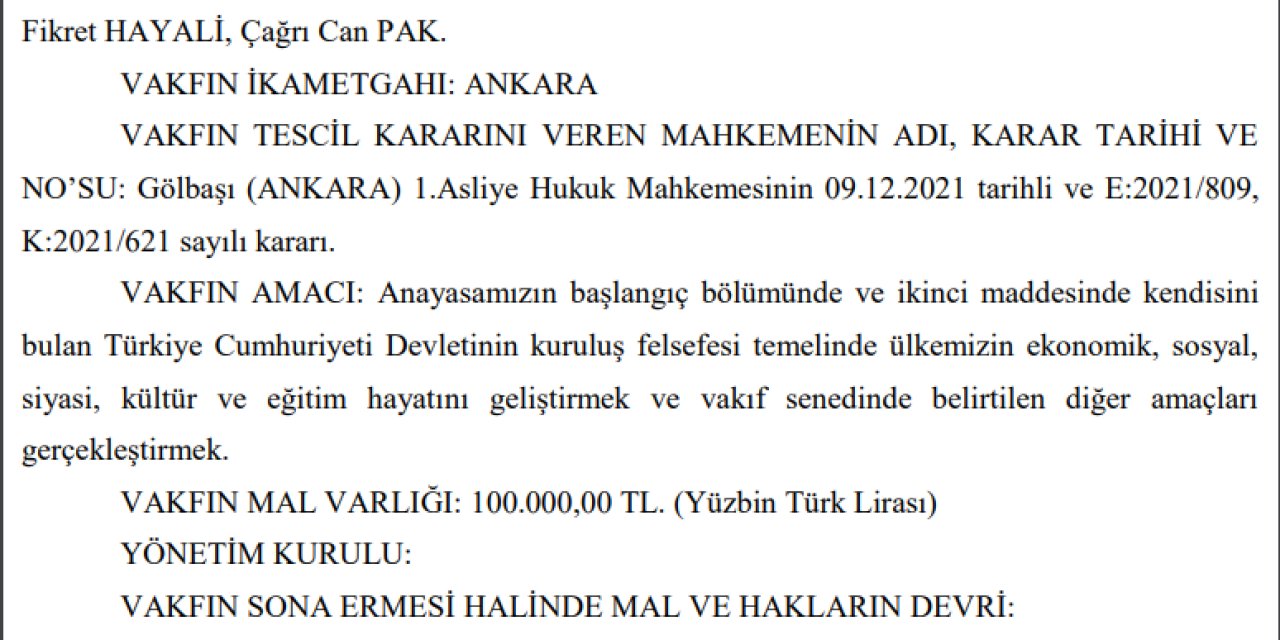 TÜRKİYE ALPARSLAN TÜRKEŞ SİYASET AKADEMİSİ VAKFI, RESMEN KURULDU