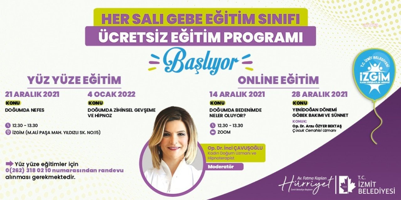 İZMİT BELEDİYESİ'NDEN GEBE EĞİTİM SINIFI