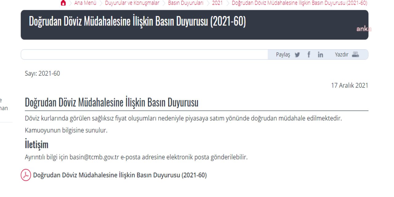 MERKEZ BANKASI'NDAN BEŞİNCİ MÜDAHALE GELDİ