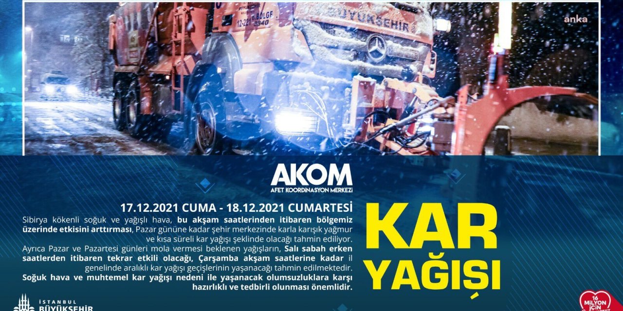AKOM'DAN İSTANBUL İÇİN UYARI: SİBİRYA KÖKENLİ SOĞUK VE KAR YAĞIŞI GELİYOR