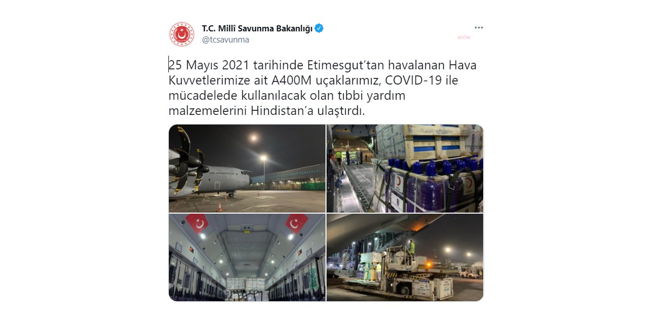 TÜRKİYE'DEN HİNDİSTAN'A TIBBI YARDIM