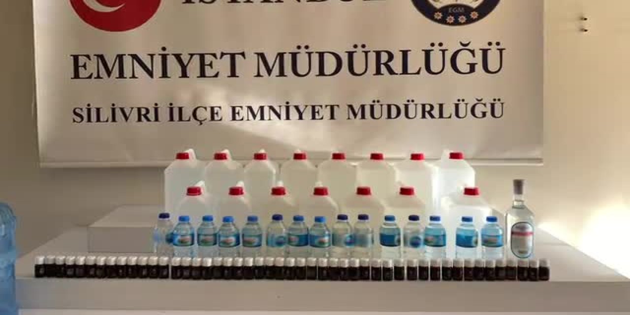 SİLİVRİ’DE SAHTE İÇKİ ÜRETİLEN ADRESE BASKIN: 94 LİTRE KİMYASAL MADDE, 15 ŞİŞE SAHTE İÇKİ ELE GEÇİRİLDİ
