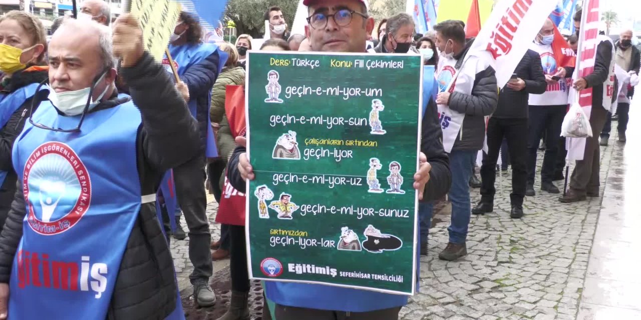 İZMİR'DE ÖĞRETMENLER İŞ BIRAKTI: "İNSANCA YAŞAMAK İÇİN MAAŞLARIMIZA YÜZDE 100 ZAM İSTİYORUZ"