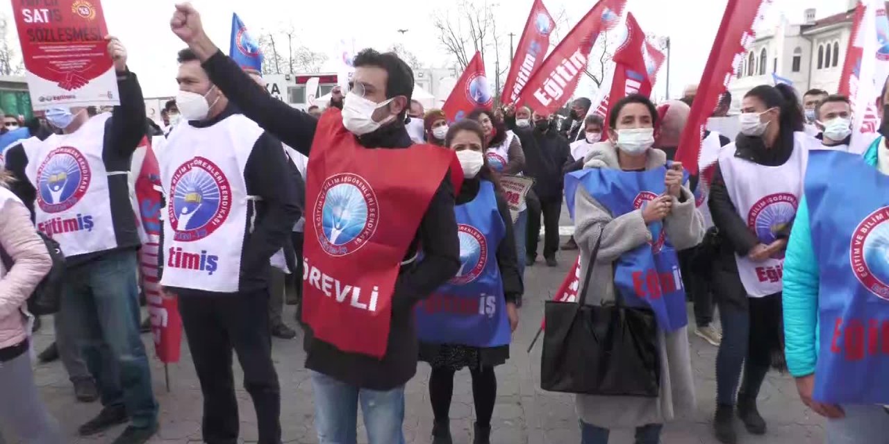 EĞİTİM-İŞ SENDİKASI "İNSANCA YAŞAMAK İSTİYORUZ" DİYEREK İŞ BIRAKTI: "KAMU EMEKÇİSİNİN ALIM GÜCÜ YERLE BİR EDİLMİŞTİR"
