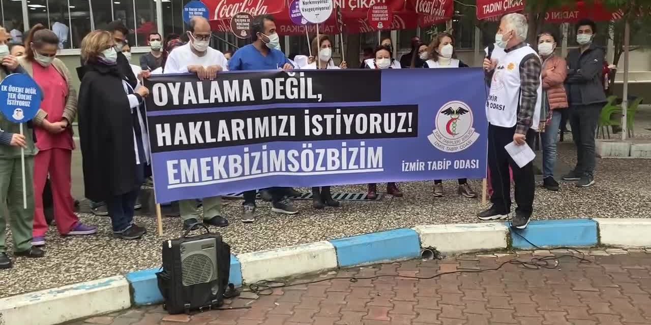HEKİMLER İZMİR'DEN BAKAN KOCA'YA SESLENDİ: "OYALAMA DEĞİL HAKLARIMIZI İSTİYORUZ"