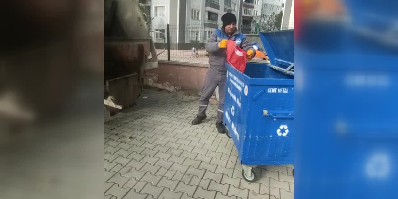 ÇORUM’DA TEMİZLİK İŞÇİSİNİN BAYRAK HASSASİYETİ