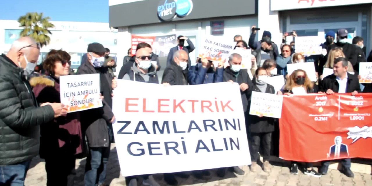 BODRUM'DA ELEKTRİK FATURALARI PROTESTO EDİLDİ