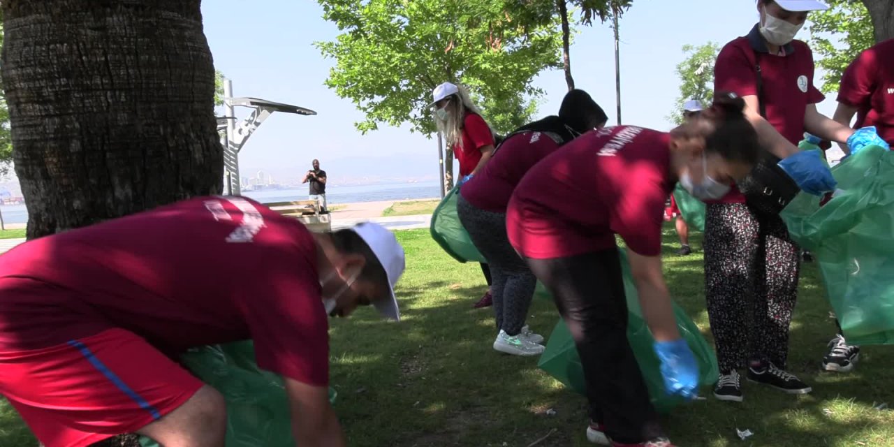 BAYRAKLI'DA ENGELLİ SPORCULARDAN ÇEVRE TEMİZLİĞİ VE MEDİTASYON
