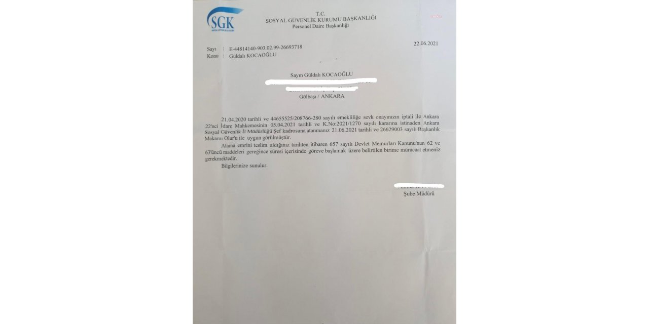 KHK İLE İHRAÇTA EMSAL KARAR ÇIKTI, GÖREVİNE BAŞLADI