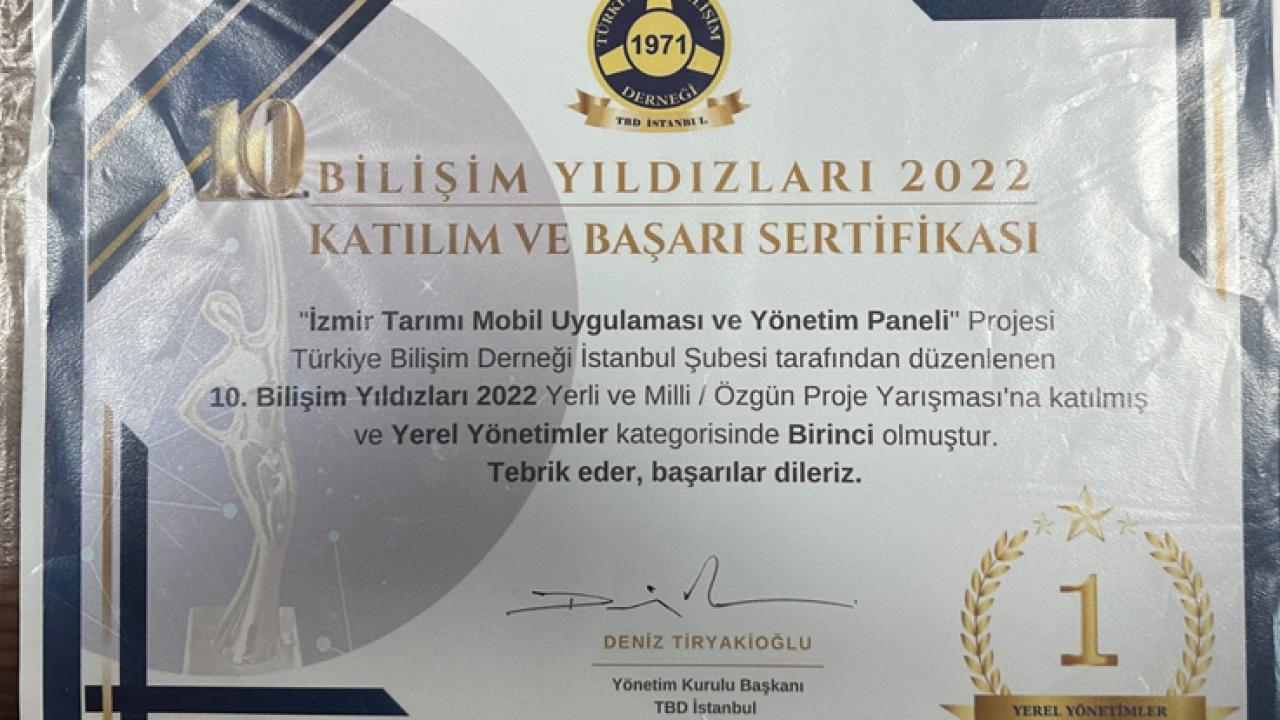 İzmir Tarımı mobil uygulaması 2022’nin en iyi projesi seçildi
