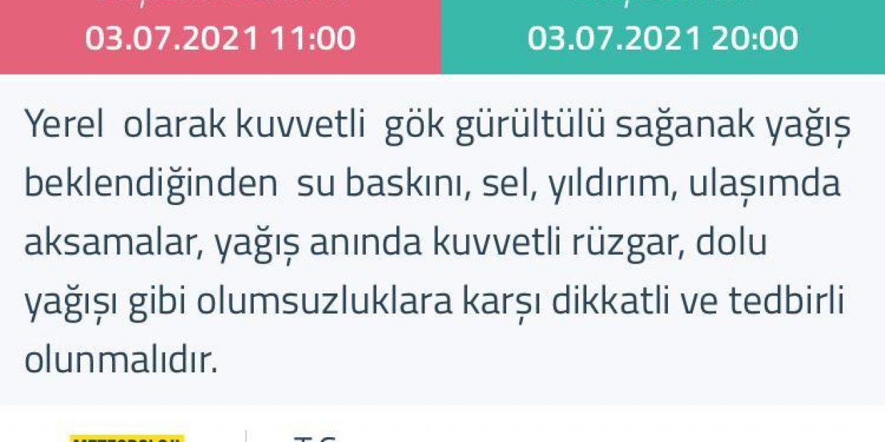 METEOROLOJİ’DEN ANKARA’DA KUVVETLİ SAĞANAK YAĞIŞ UYARISI