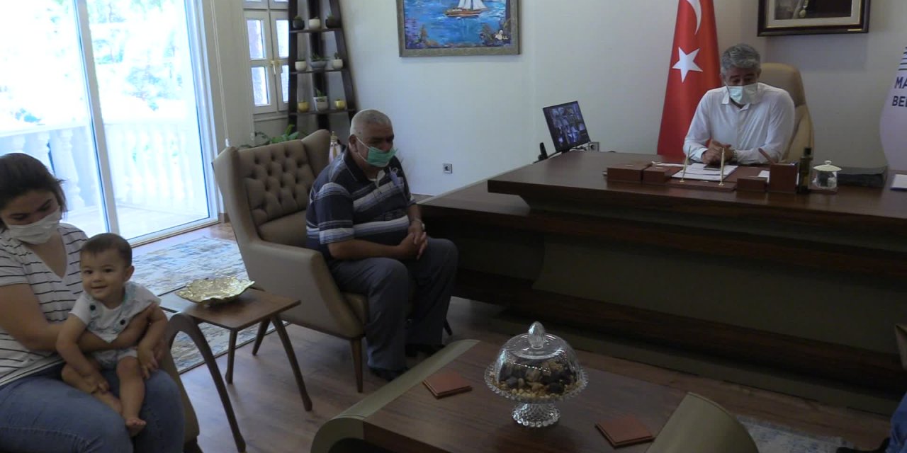 ŞEHİT ORMAN İŞÇİSİ HASDEMİR'İN AİLESİNDEN MARMARİS BELEDİYE BAŞKANI OKTAY'A ZİYARET