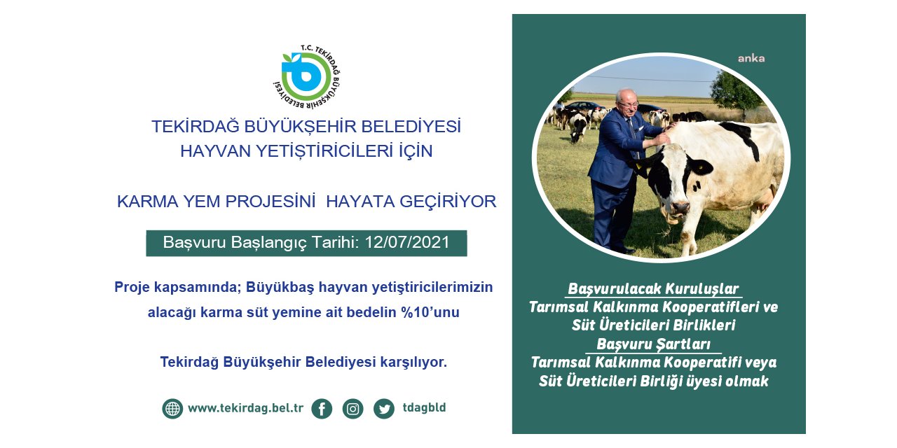 TEKİRDAĞ'DA HAYVAN YETİŞTİRİCİLERİİÇİN KARMA YEM PROJESİ HAYATA GEÇİYOR