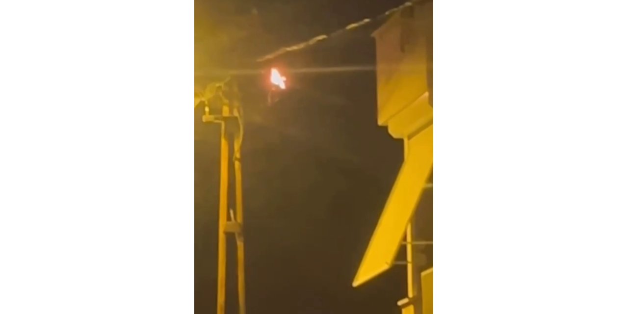 ELEKTRİK DİREĞİNDE ÇIKAN YANGIN KORKUTTU