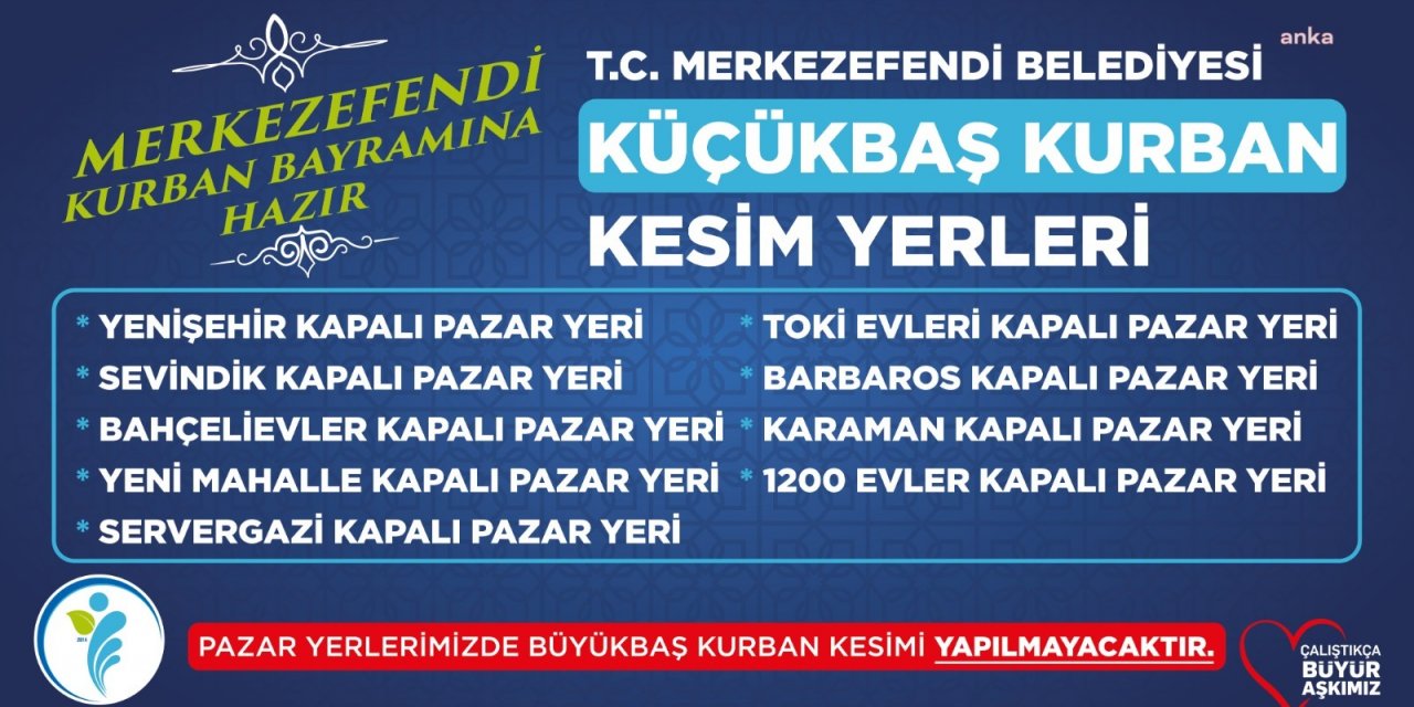 MERKEZEFENDİ BELEDİYESİ KURBAN KESİM YERLERİNİ BELİRLEDİ