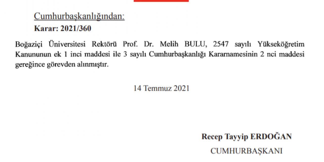 MELİH BULU GÖREVİNDEN ALINDI