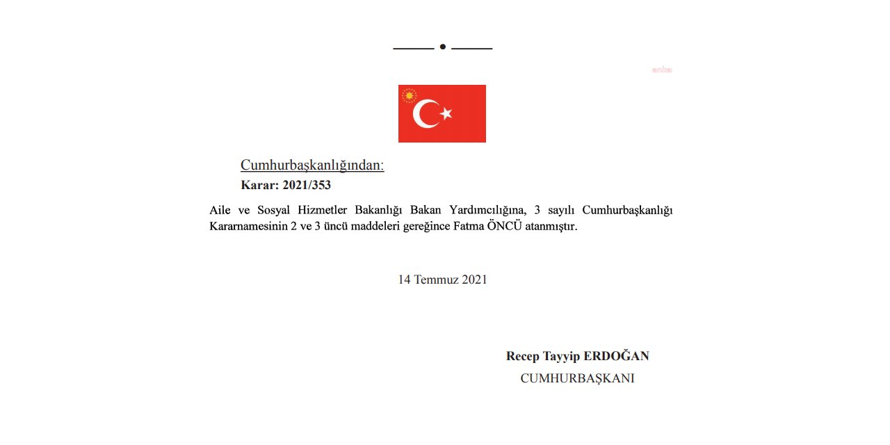 AİLE BAKANLIĞI İLE HAZİNE VE MALİYE BAKANLIĞI'NA YENİ BAKAN YARDIMCILARI ATANDI