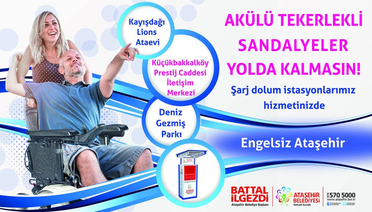 Akülü sandalyeler için şarj istasyonları kuruldu