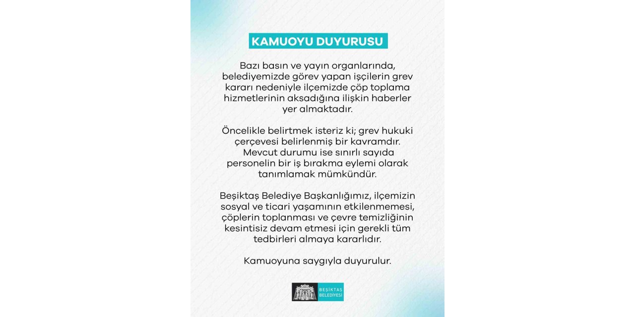 BEŞİKTAŞ BELEDİYESİ’NDEN ‘ÇÖP TOPLAMA’ AÇIKLAMASI
