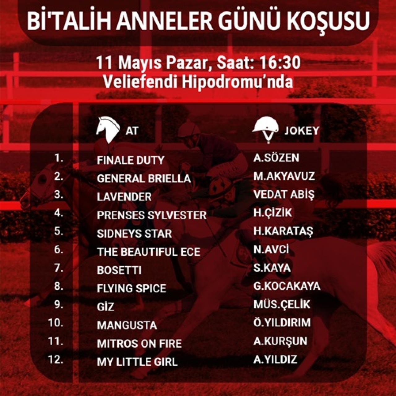 Bi'Talih Anneler Günü Koşusu Pazar günü koşulacak