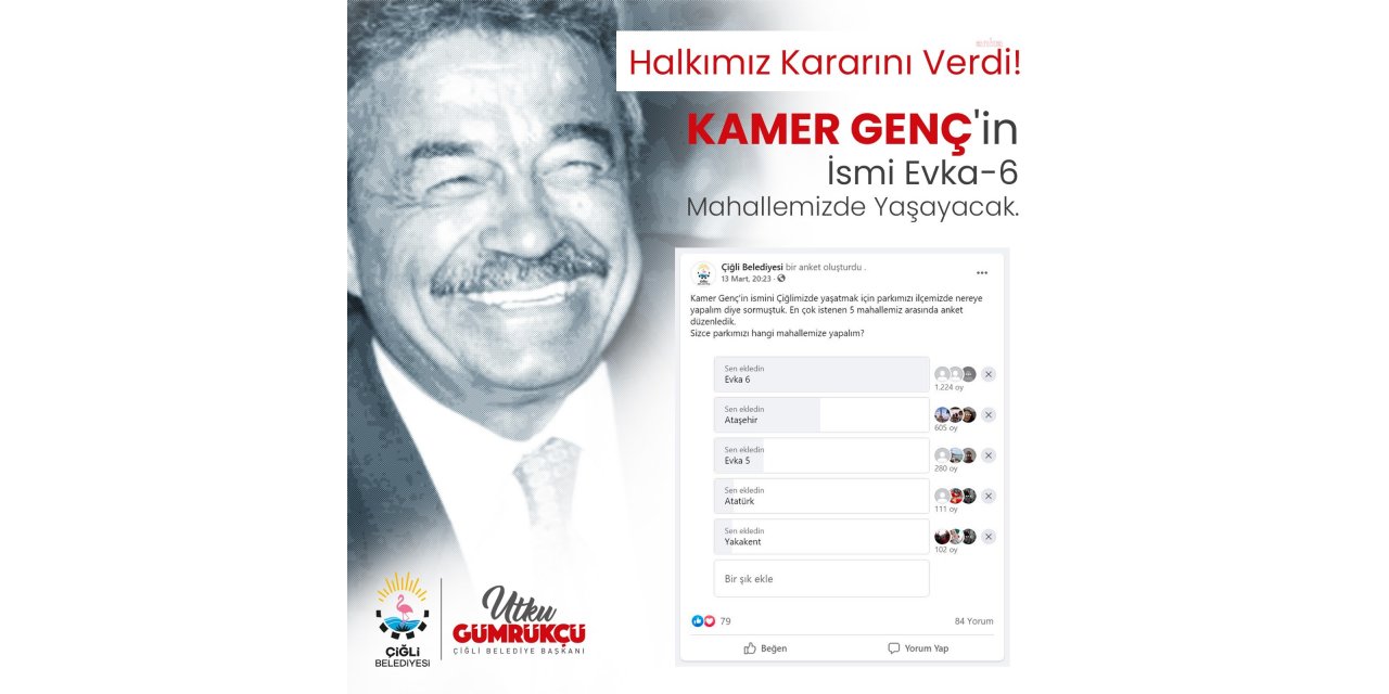 ÇİĞLİLİLER KARARINI VERDİ: KAMER GENÇ'İN İSMİ, EVKA-6 MAHALLESİ'NDE YAŞAYACAK