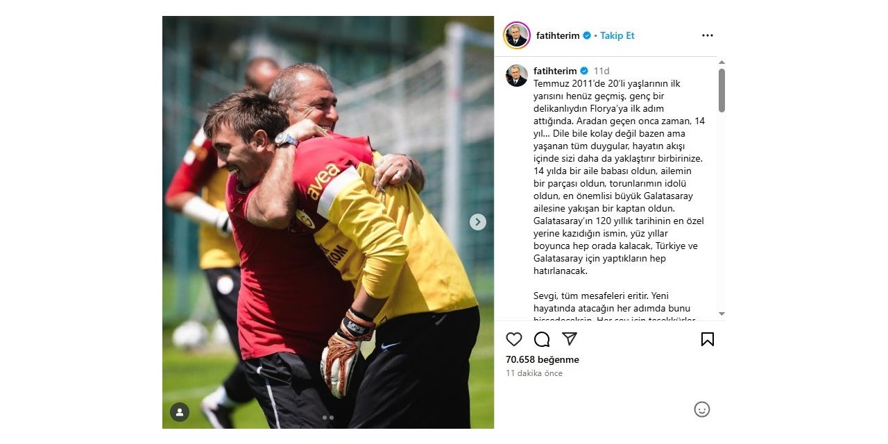 FATİH TERİM’DEN MUSLERA’YA VEDA MESAJI