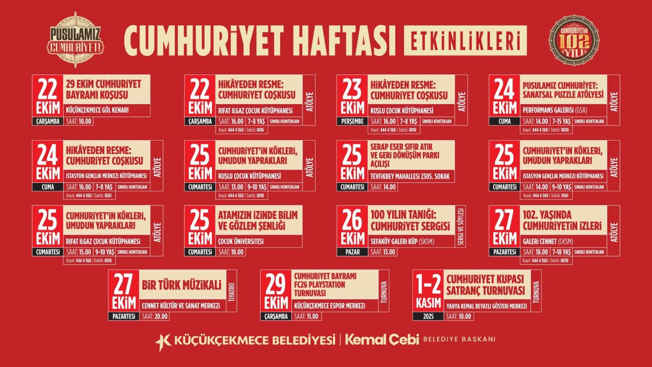 CUMHURİYET’İN 102. YILI KÜÇÜKÇEKMECE’DE BİR DİZİ ETKİNLİKLE KUTLANACAK