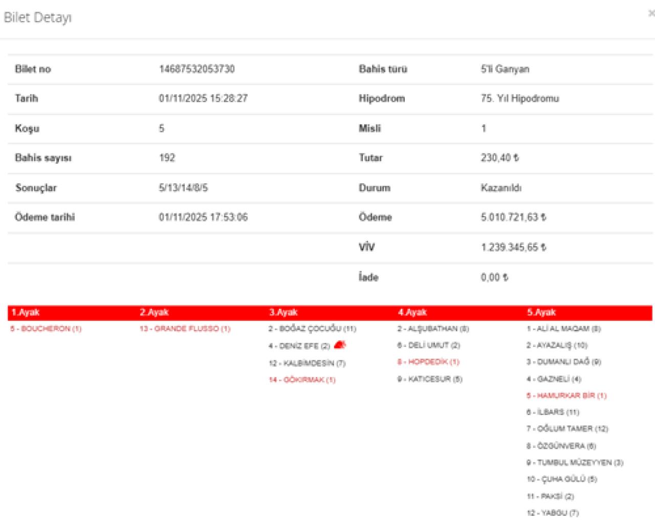 Ankara’da 2. 6'lı Ganyan 24.860.440 TL devretti