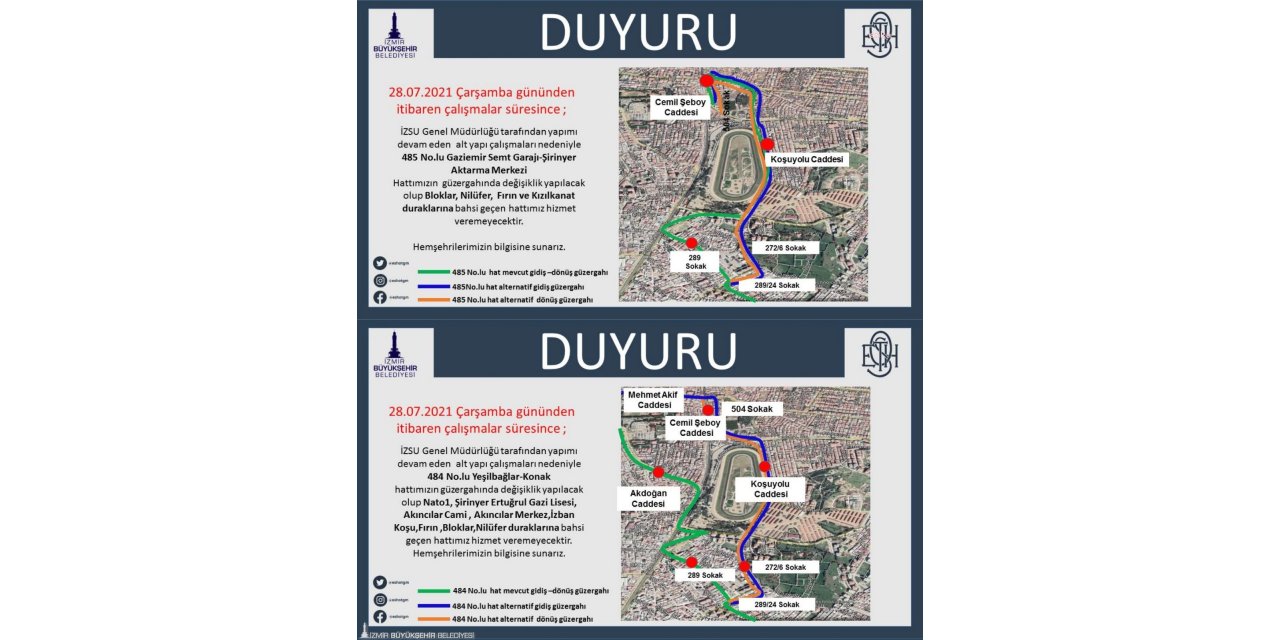 İZMİR'İN EN KALABALIK İLÇESİNDE GEÇİCİ TRAFİK DÜZENLEMESİ