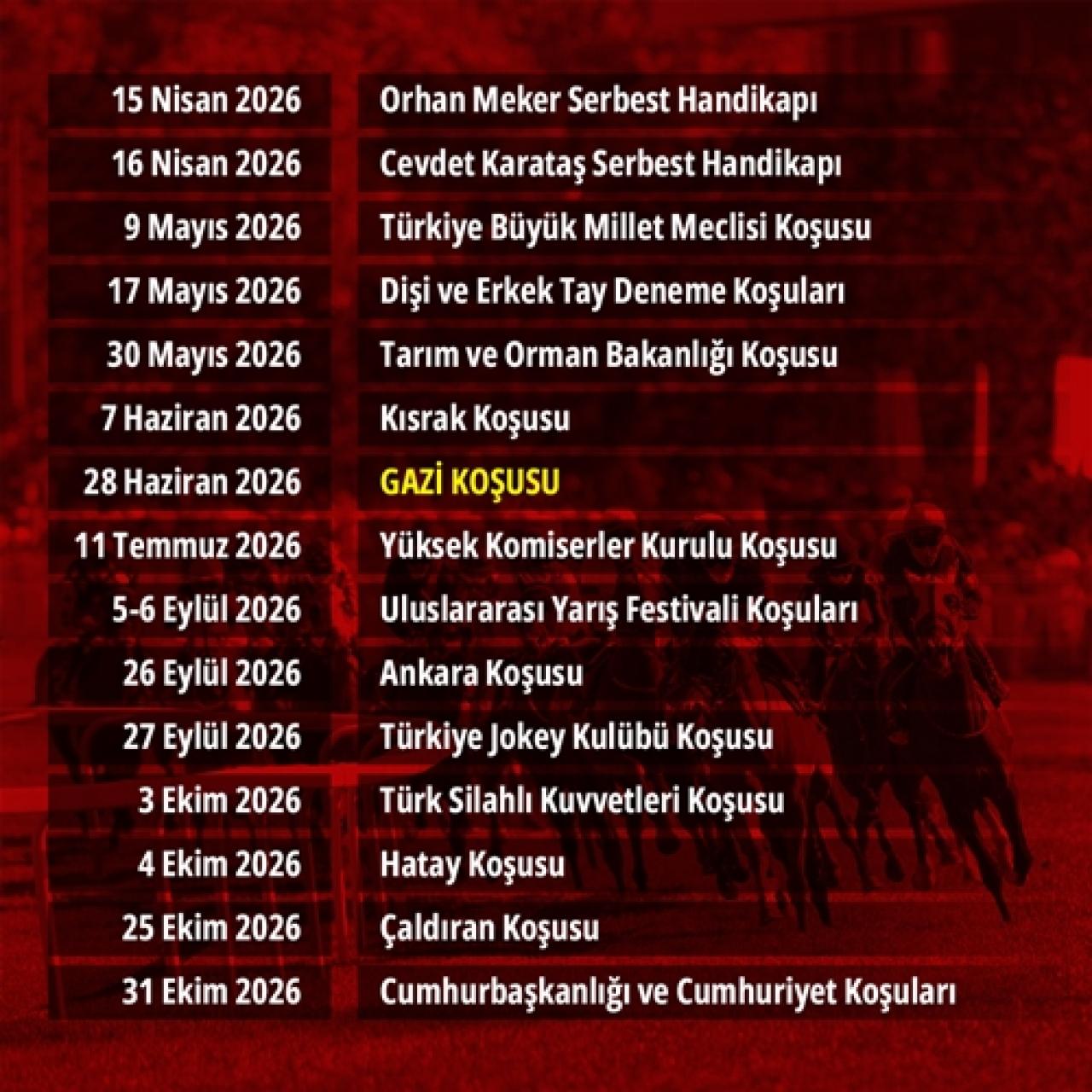 2026 yılı yarış programı belli oldu