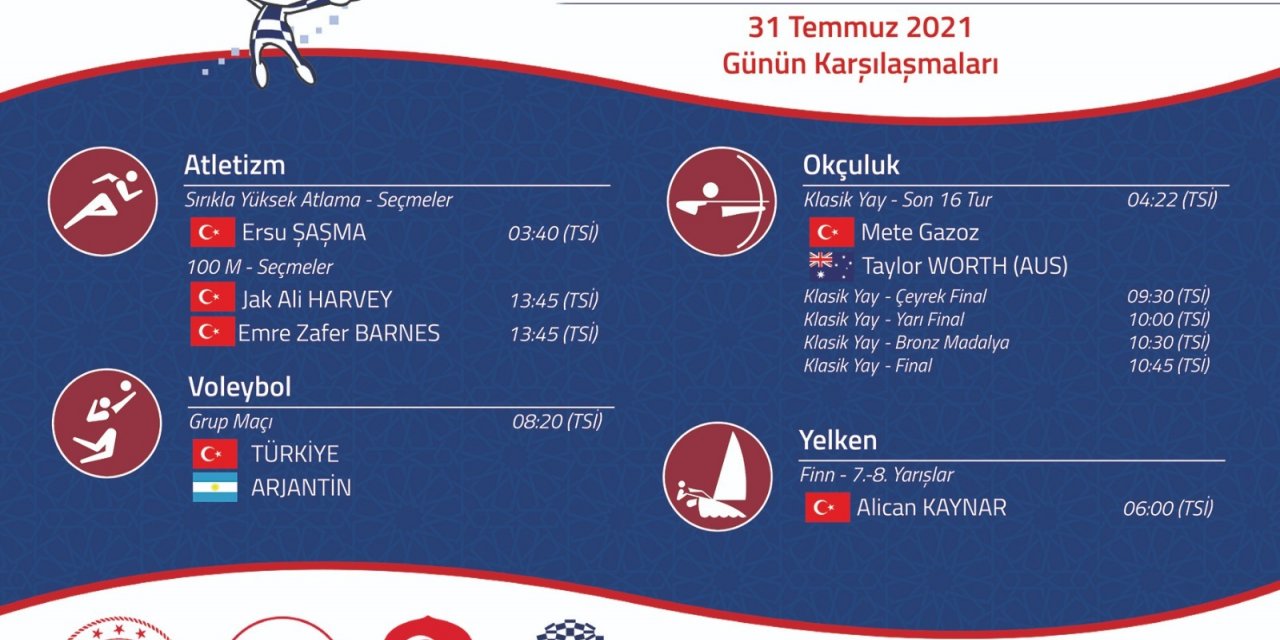 TOKYO OLİMPİYATLARI'NDA MİLLİ SPORCULAR YARIN 4 BRANŞTA YARIŞACAK