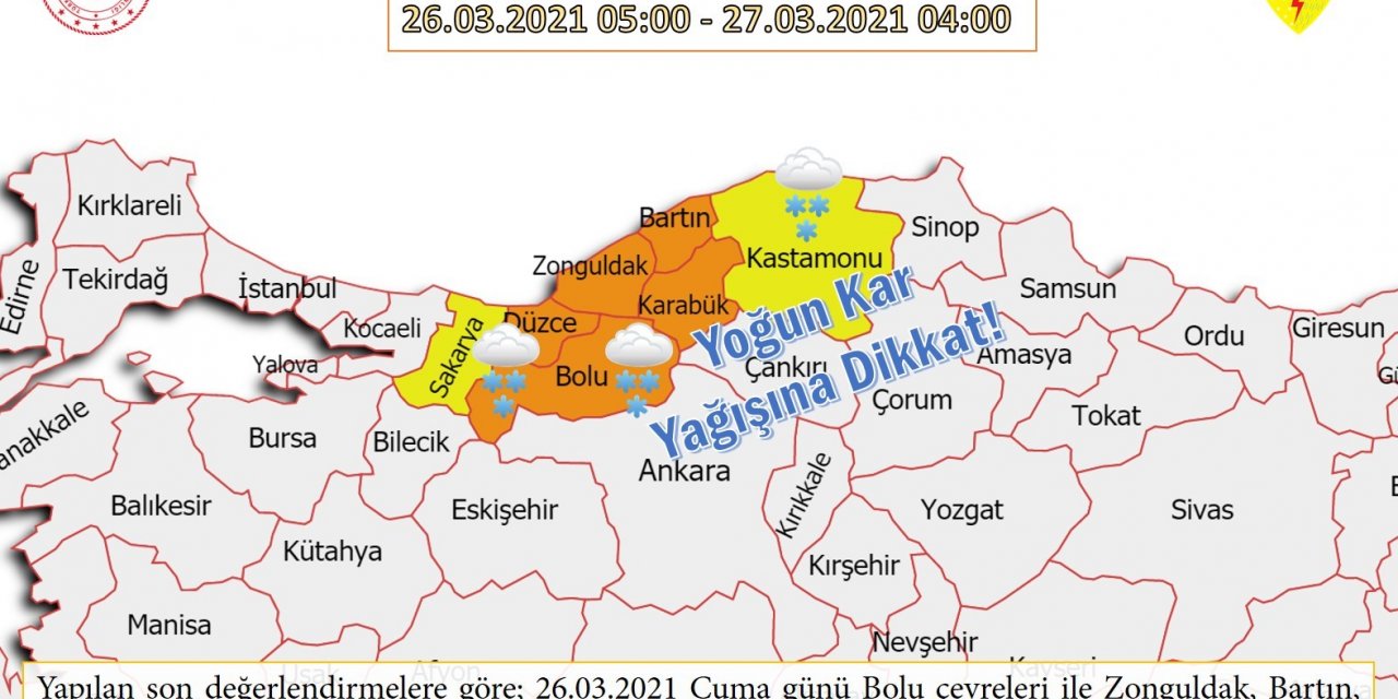 METEOROLOJİ'DEN BATI KARADENİZ VE SAKARYA İÇİN YOĞUN KAR UYARISI